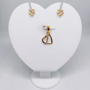 22k gold Fancy Heart CZ pendant set