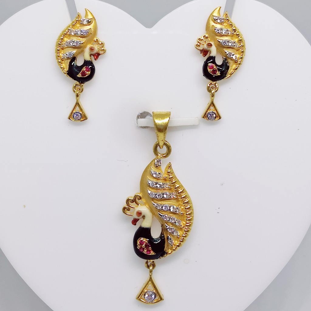 22k gold peacock design exclusive pendant set - Image 2