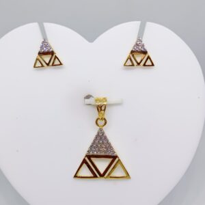 22k gold elegant triangle cz pendent set
