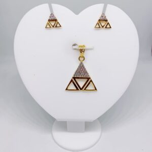 22k gold elegant triangle cz pendent set
