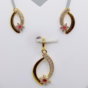 18k gold Classy Design CZ pendant set