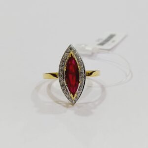 22k gold marquise shape red stone ladies ring
