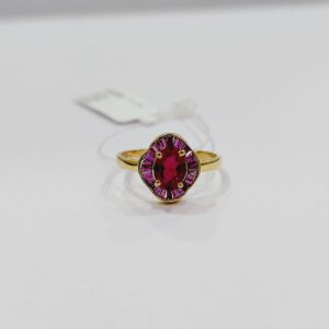 22k gold beautiful pink color stone ladies ring