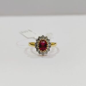 22k gold red color stone sun shape ladies ring