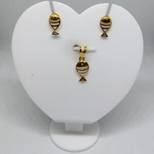 22k gold Plain fish shape pendant set