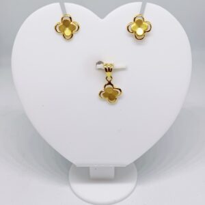 18k gold Layering Floral pattern pendant set