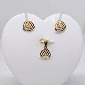 18k Gold Plane Triangle Shape Pendant Set