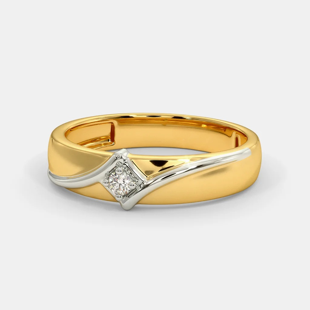 916 gold single stone square ladies and gents ring