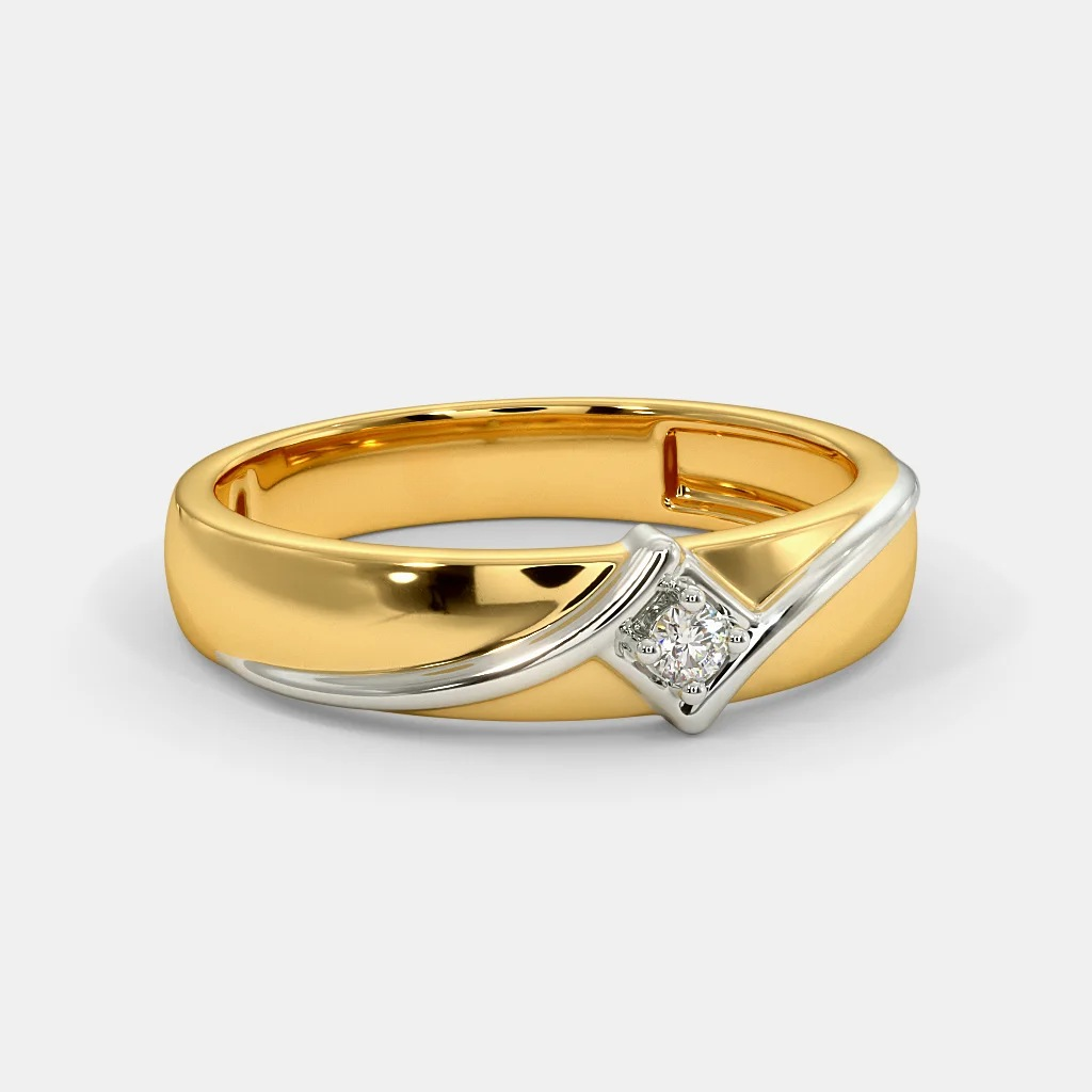 916 gold single stone square ladies and gents ring
