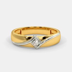 916 gold single stone square ladies and gents ring
