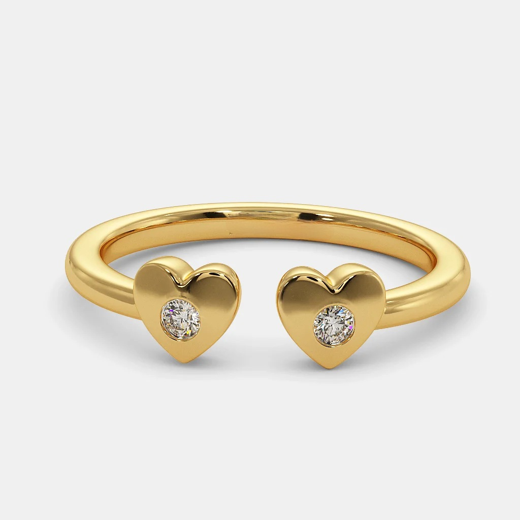 22k gold double heart flexible ladies ring