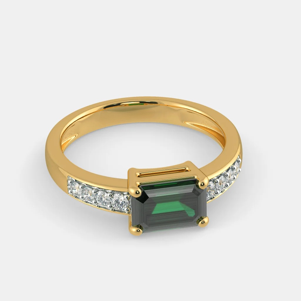 22k gold green colour stone chauras ring - Image 2