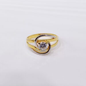 Yellow Gold Elite Single Stone CZ Ring