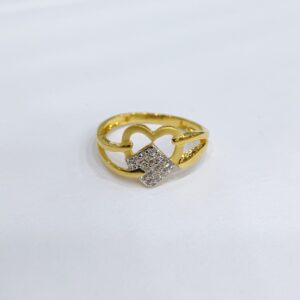 916 Gold Heart Shape And Matte Finish Ladies Ring