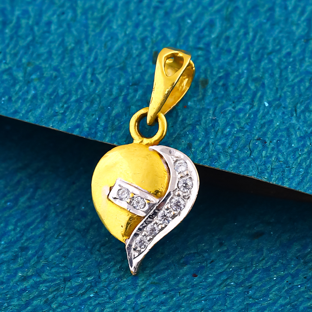 22k gold pan shape diamond collection casting pendant