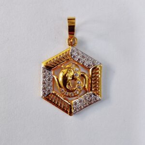 18k gold om and ganpati with dimond collection pendant