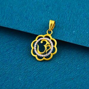 22k gold om Floral  diamond pendant