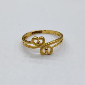 916 gold fancy double heart plain ladies ring