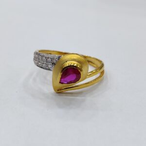 916 gold Pear Shaped Ruby Stone ring