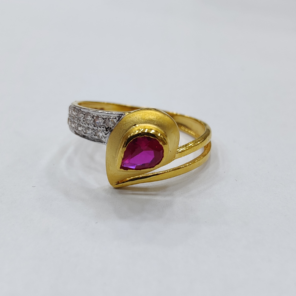 916 gold Pear Shaped Ruby Stone ring