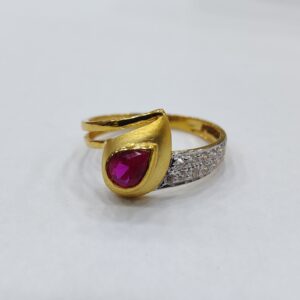 916 gold Pear Shaped Ruby Stone ring