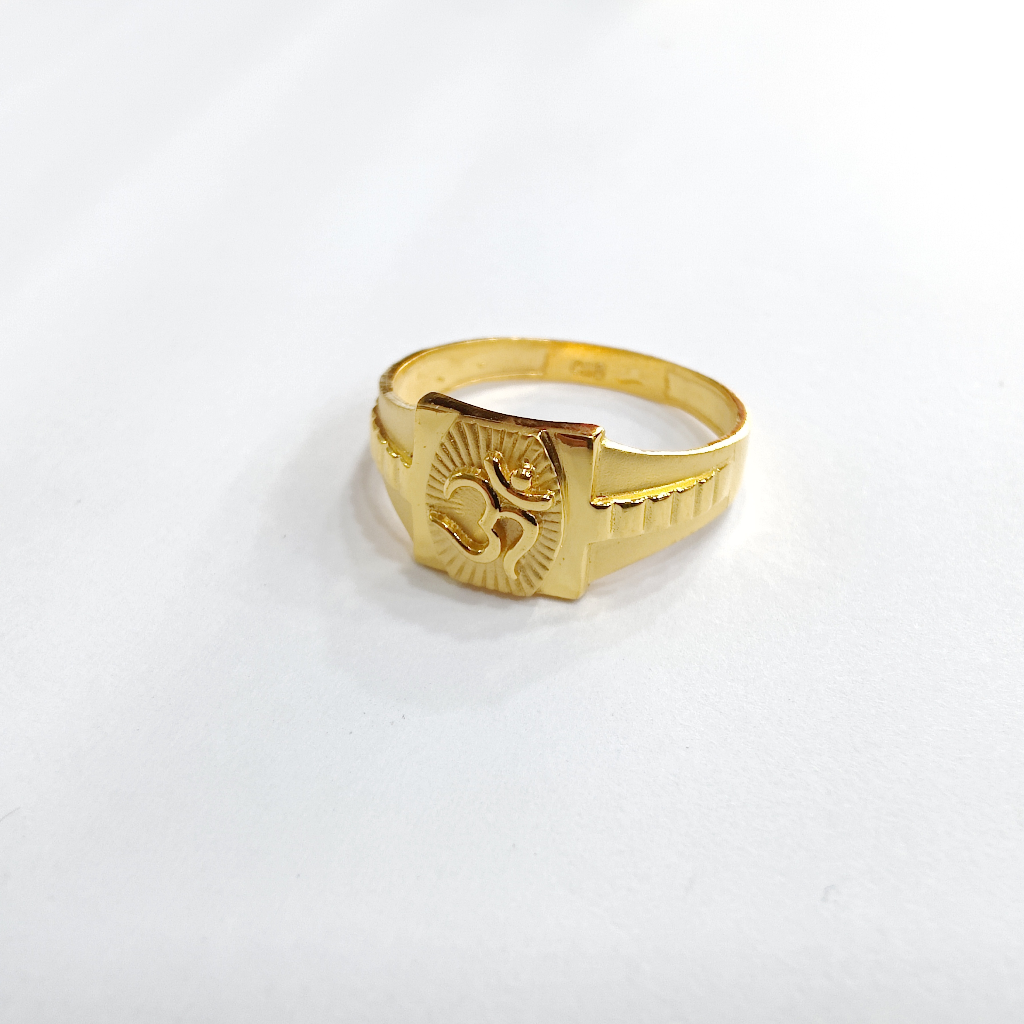 22k gold plain Om gents ring