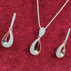925 Sterling Silver 2 Ton Chain Pendant Set
