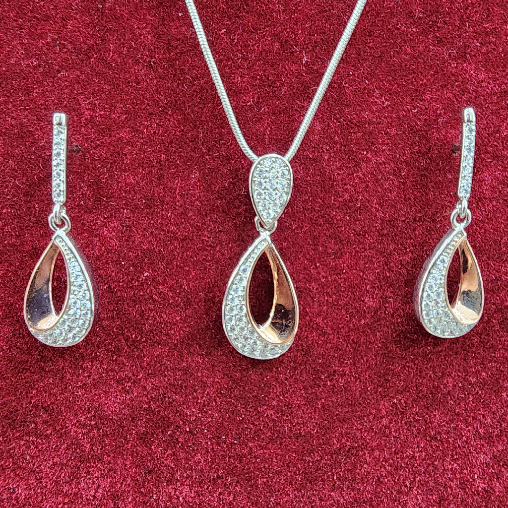 925 Sterling Silver 2 Ton Chain Pendant Set