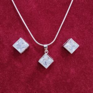 925 silver square shape chain pendant set