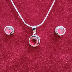 925 silver round shape chain pendant set