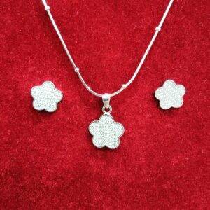 925 silver flower design pendant set