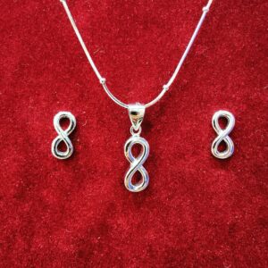 925 Sterling silver plane eight shape pendant set