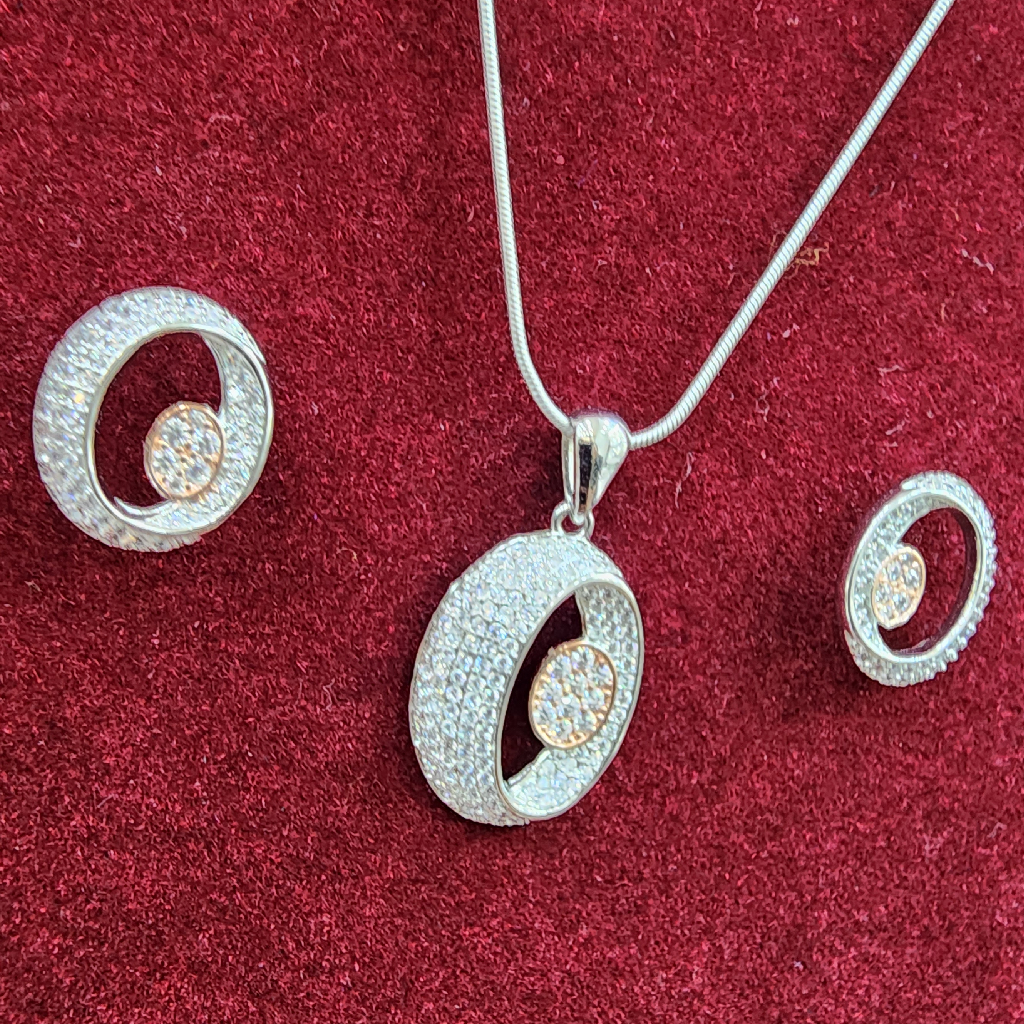 925 silver Oval Shape pendant set - Image 2