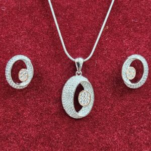 925 silver Oval Shape pendant set