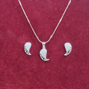 925 silver lightweight matte finish chain pendant set