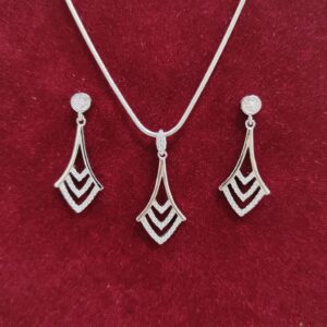 925 silver v shape chain pendant set