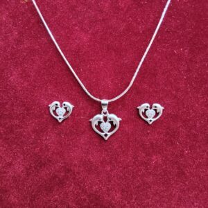 925 silver fish design chain pendant set