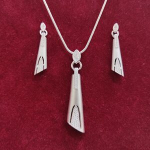 925 silver matte finish chain pendant set