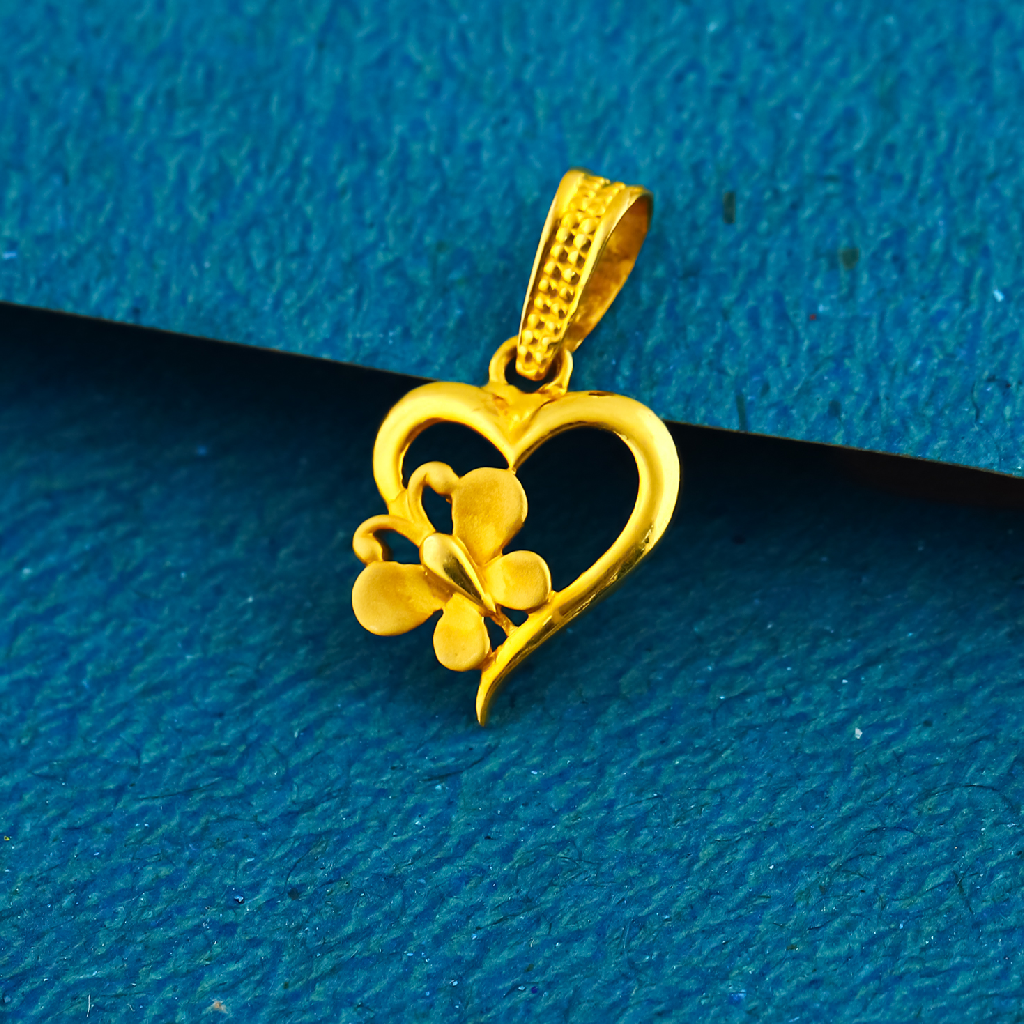 22K 916 gold heart shape butterfly design pendants