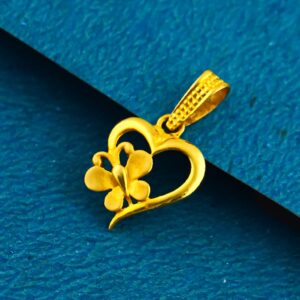 22K 916 gold heart shape butterfly design pendants