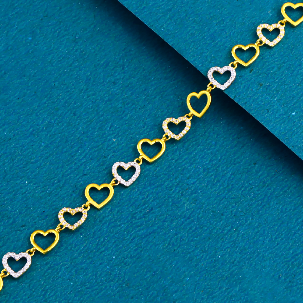 22K 916 Gold Modern Heart Shape Bracelet - Image 2