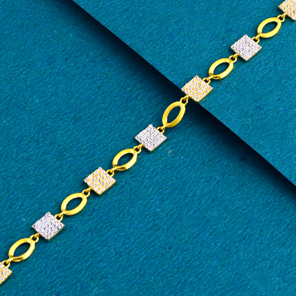 22K 916 Gold Fancy Square Pis Stone Bracelet