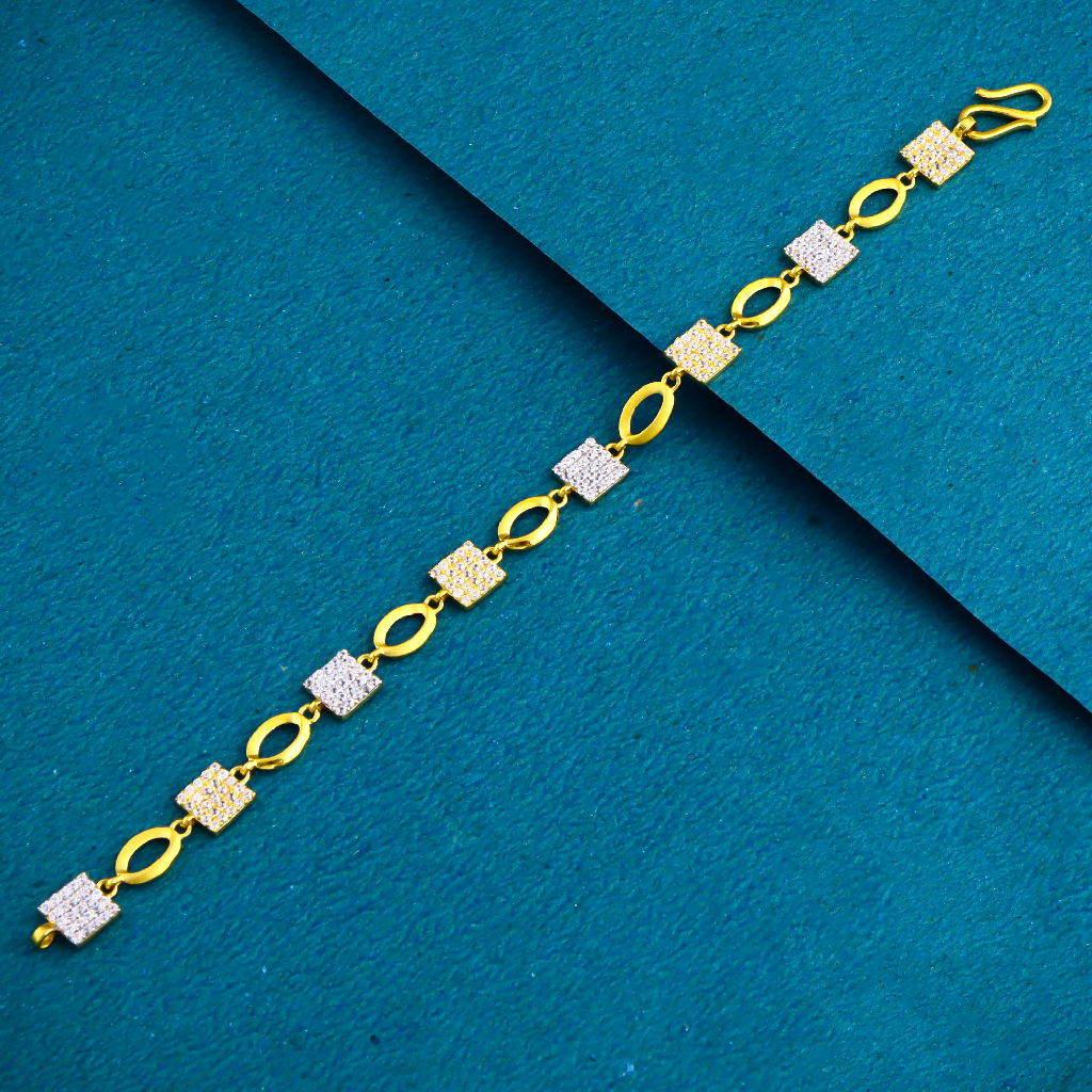 22K 916 Gold Fancy Square Pis Stone Bracelet