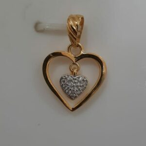 22k gold double heart shape cz pendant.