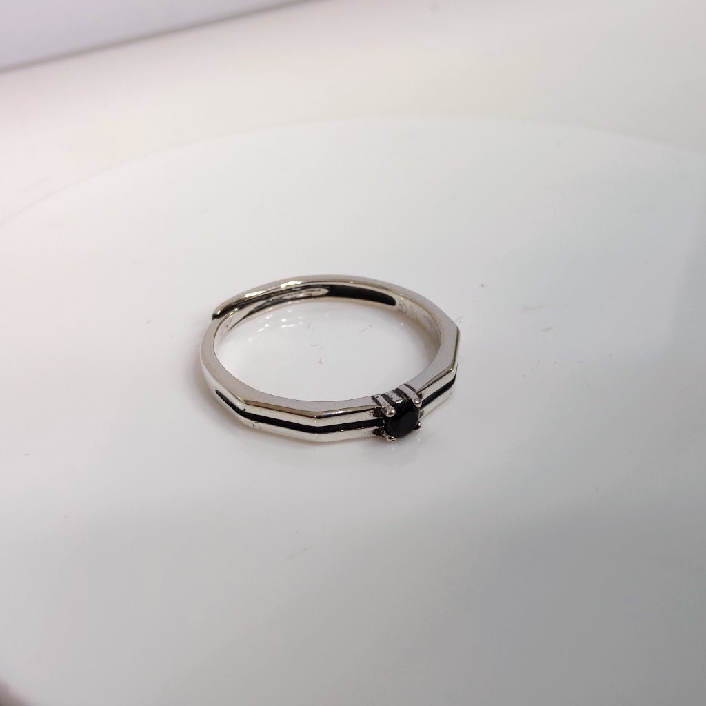 925 silver black stone ladies ring