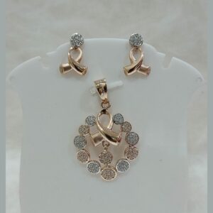 18k rose gold cz pendant set