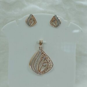 18k gold rose gold cz pendant set
