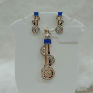 18k gold cz With s letter pendant set