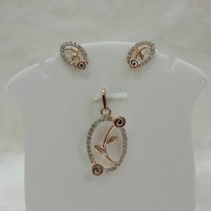 18k gold cz with rose pendant set