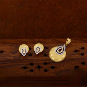22k gold solid moon shape design pendant set
